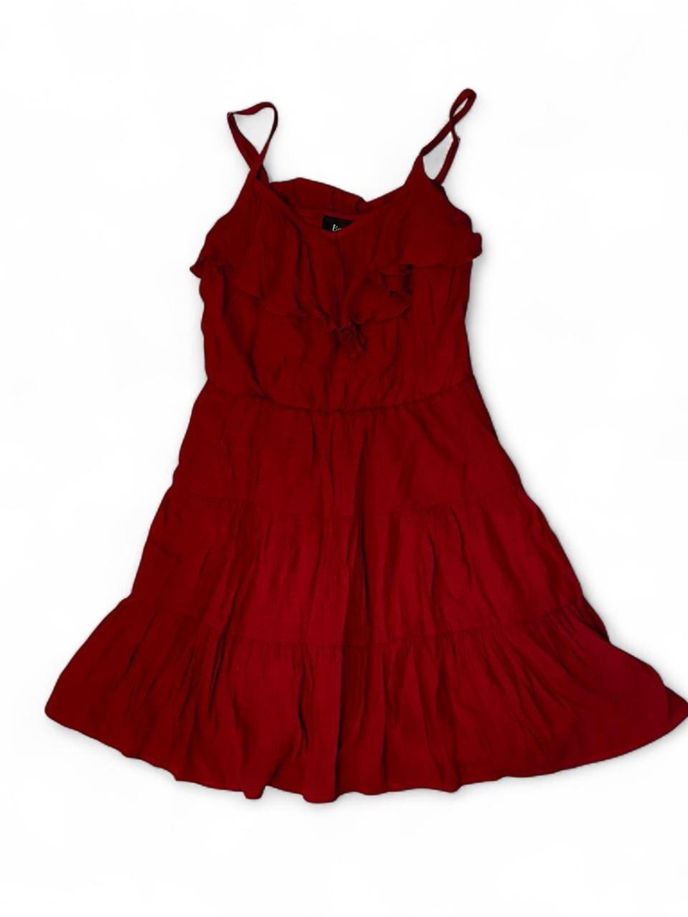 Y2K B.Wear Red Mini Ruffle Strappy Dress Womens M Fairy Summer Feminine Flirty